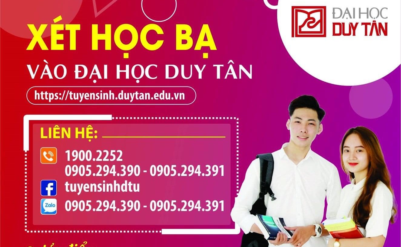 ĐẠI HỌC DUY TÂN xét tuyển bằng kết quả Học bạ THPT cho tất cả các ngành theo 2 phương thức