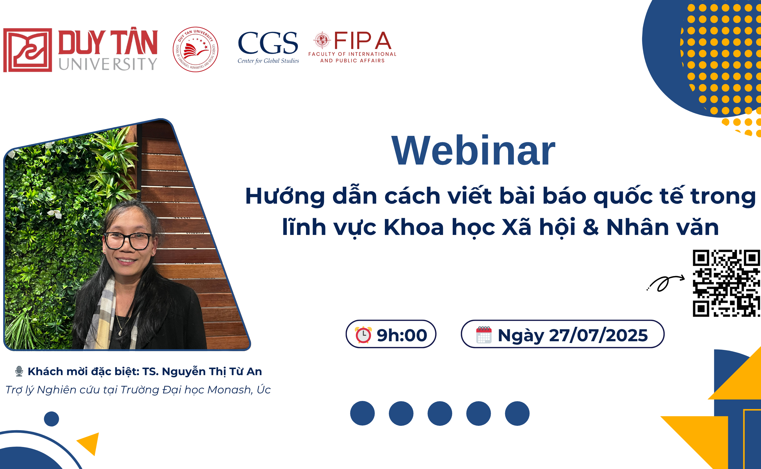 Thông báo tổ chức Webinar “Hướng dẫn cách viết bài báo quốc tế trong  lĩnh  vực KHXH&NV” dành cho sinh viên và giảng viên