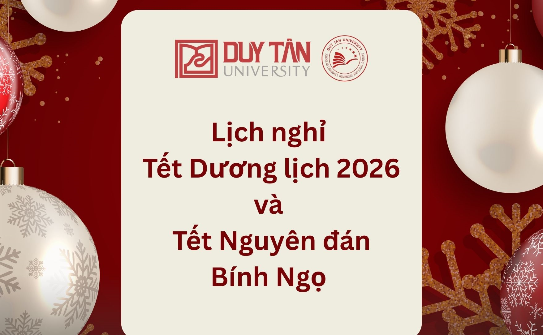 Lịch nghỉ  Tết Dương lịch 2026 và  Tết Nguyên đán Bính Ngọ