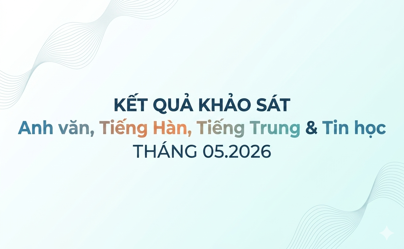 Kết quả khảo sát Anh văn, Tiếng Hàn, Tiếng Trung & Tin học tháng 05.2026
