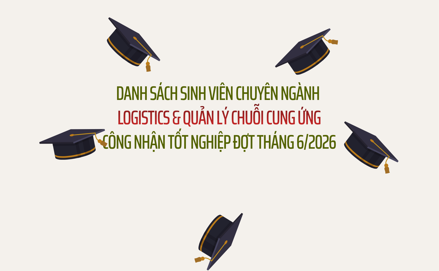 Danh sách sinh viên chuyên ngành Logistics & Quản lý Chuỗi cung ứng công nhận tốt nghiệp đợt tháng 6/2026