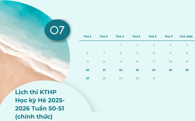 Lịch thi KTHP HK Hè 2025-2026 Tuần 50--51 (chính thức)